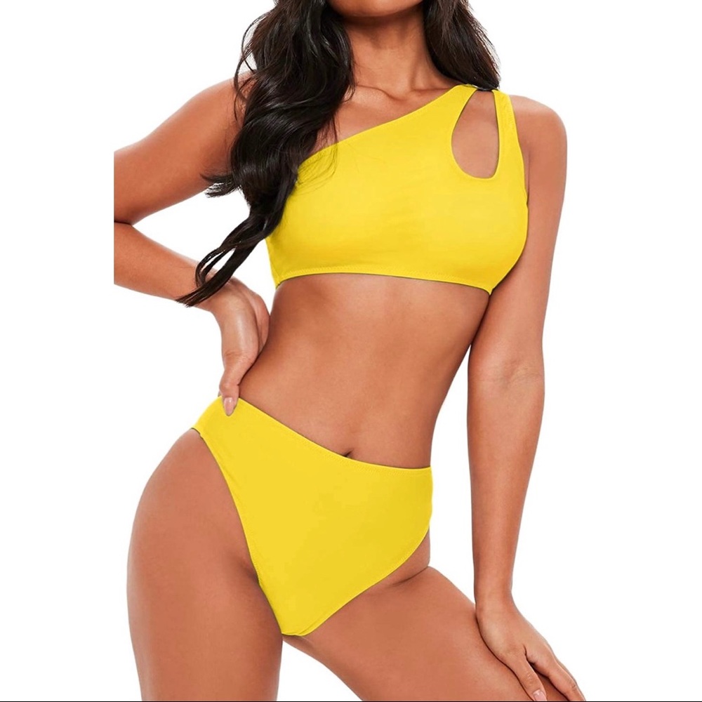 Yellow one strap swimsuit